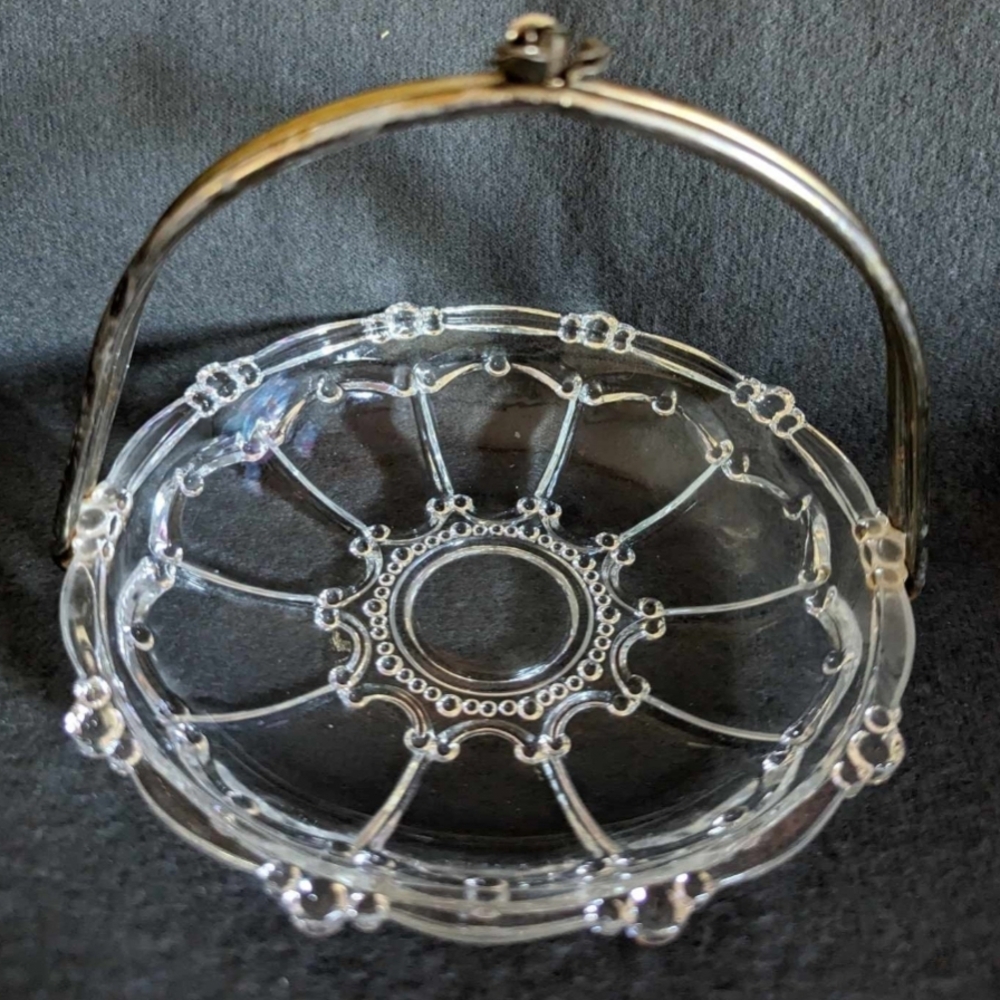 Elegant Clear Glass Basket with Silver Handle